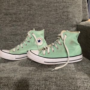 turquoise high top converse